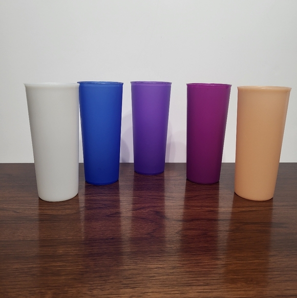 Tupperware Other - Tupperware Vintage #107 Colored 16 Ounce Plastic Stacking Drinking Cups Set Of 5